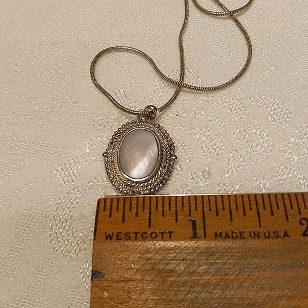 Vintage 925 White Chalcedony Necklace - Picture 8 of 9
